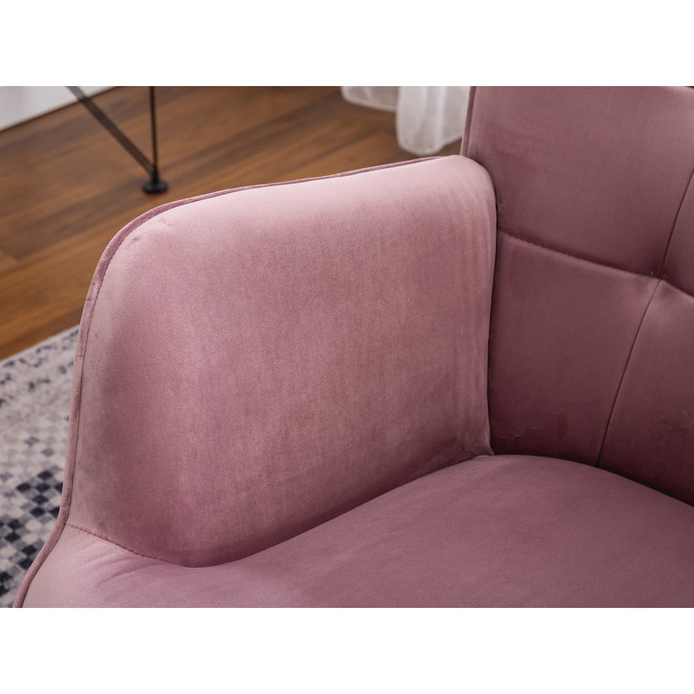 Leiria Contemporary Silky Velvet Tufted Accent Chair with Ottoman, Mauve