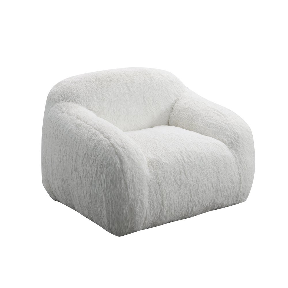 Adell Polar Bear Faux Fur Swivel Cuddle Chair, Ivory White