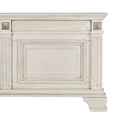 Distressed Parchment Wood Bedroom Set, Queen Bed, Dresser, Mirror,2 Nightstands