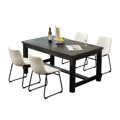 Lotusville Antique Wood Finished Dining Set: Table and Four Chairs, White