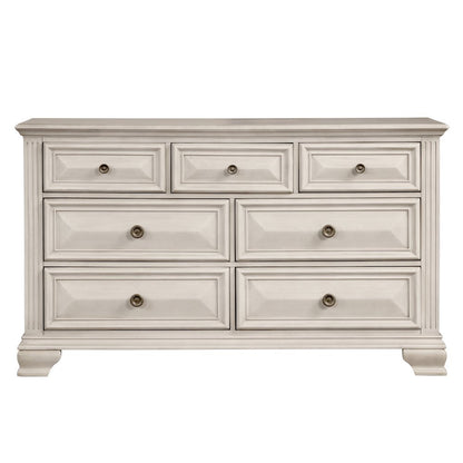 Distressed Parchment Wood Bedroom Set, Queen Bed, Dresser, Mirror,2 Nightstands