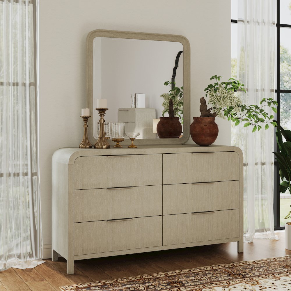 Tavari 5-PC Bedroom Set, King  Bed, Dresser, Mirror, Two Nightstands, Light Gray