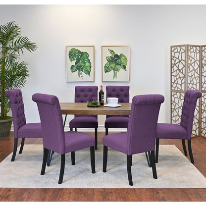 Ashford 7-Pc Dining Set, Hairpin Dining Table with 6 Chairs, Purple