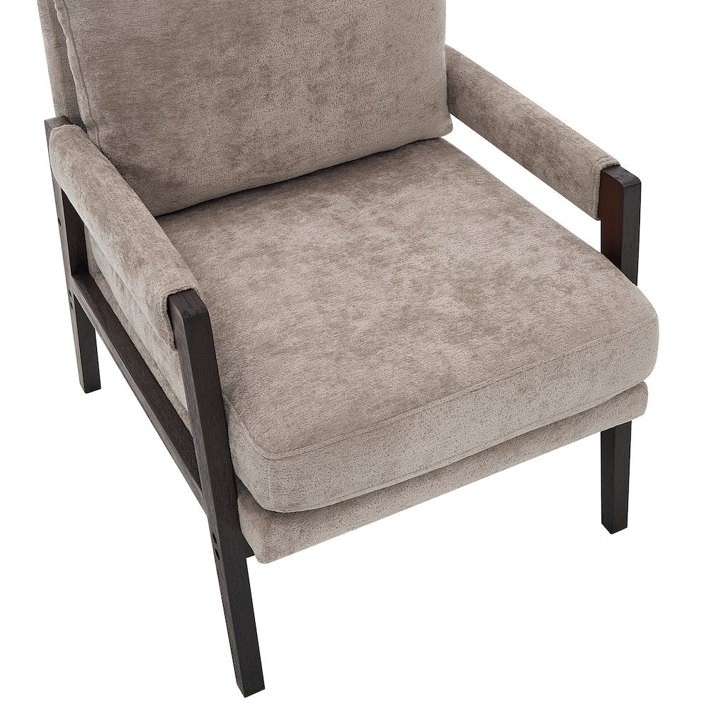 Kelly Mid-Century Modern Chenille Upholstered Accent Armchair, Gray