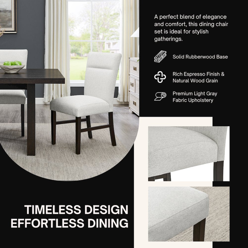 Madison Contemporary Upholstered Dining Chairs,Set of 2,Gray