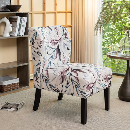 Capa Print Fabric Armless Contemporary Accent Chair, Purple Floral