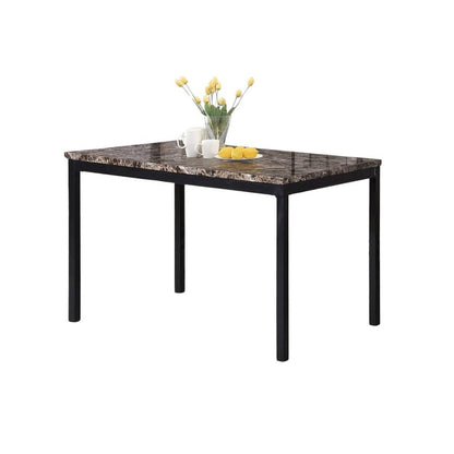 Black Faux Marble Dining Table Set with 4 Chairs, 5-Piece Set