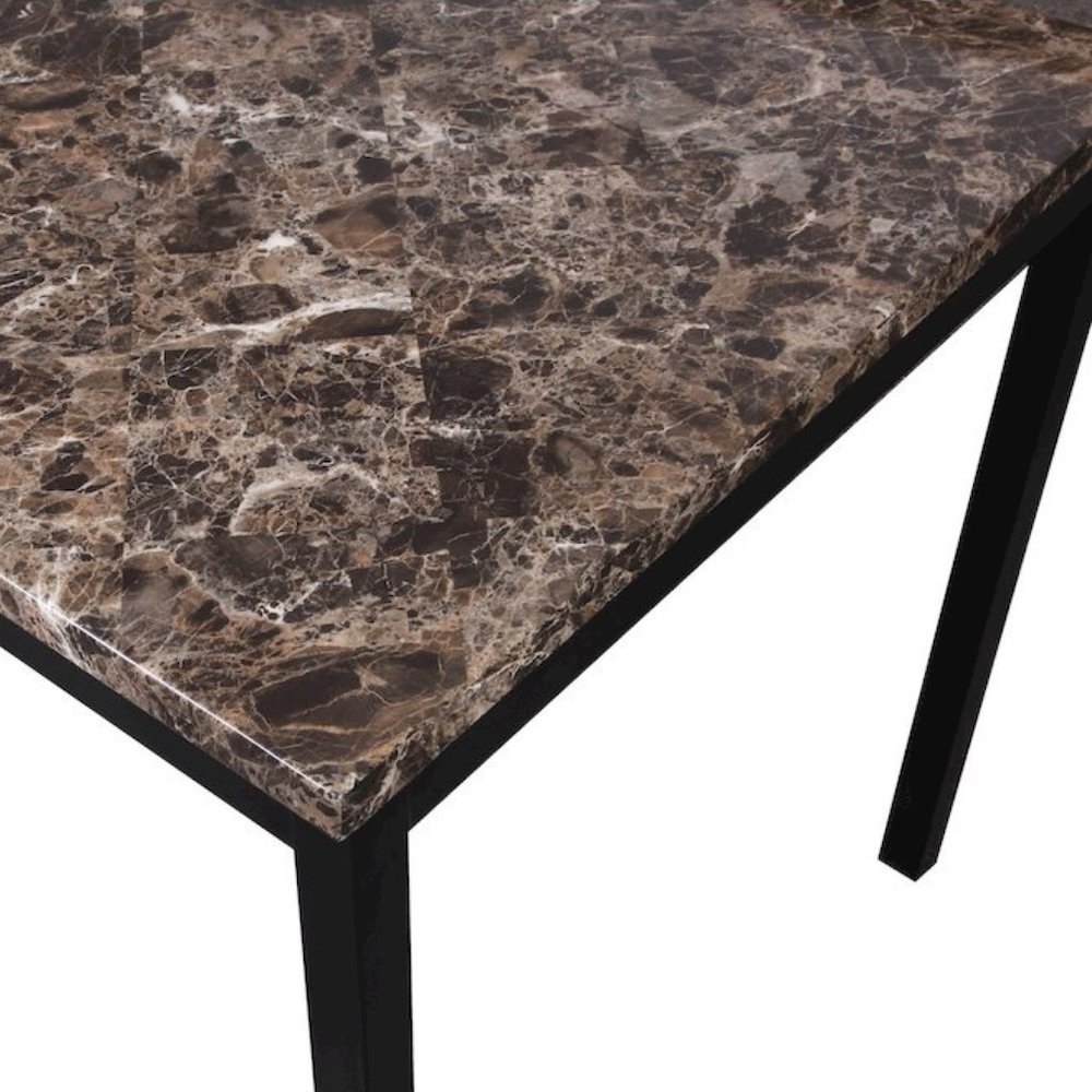 Black Faux Marble Dining Table Set with 4 Chairs, 5-Piece Set