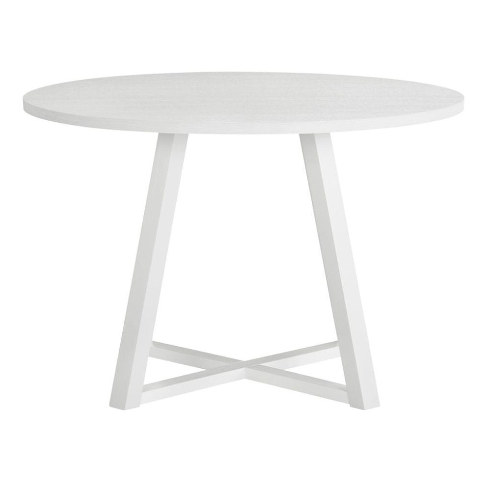 White Round Kitchen Table With Wood Base, Ideal for Dining Rooms