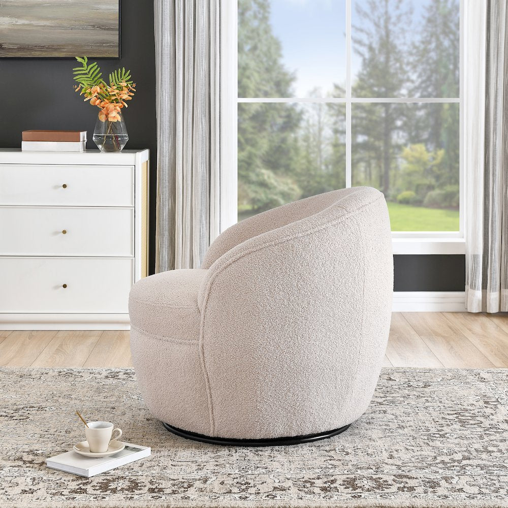 Galleria 360 Swivel Teddy Sherpa Barrel Chair, Beige