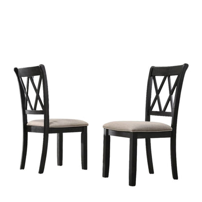 Black Wooden Round Dining Table Set for 4 with Kitchen Chairs, 5-Piece