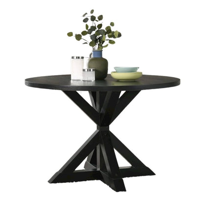 Black Wooden Round Dining Table Set for 4 with Kitchen Chairs, 5-Piece