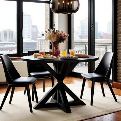 Black Round Dining Table for 4 – Kitchen & Dining Room Table in Wood