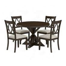 MDF and Rubberwood Cross-Buck Dining Table and 4 Chairs 5 Piece Set, Espresso