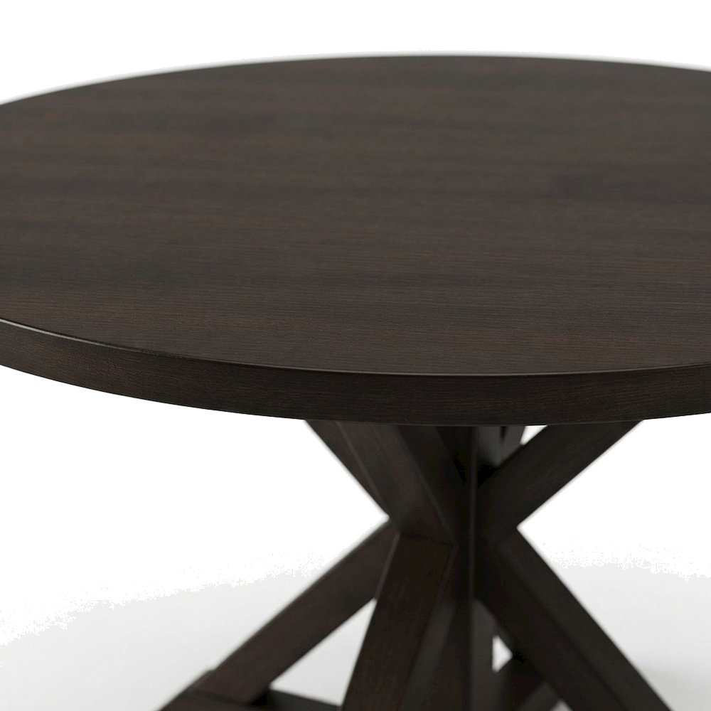 Veneer-Top Dining Table, Cross-Buck Base, Rubberwood Kitchen Table, Espresso