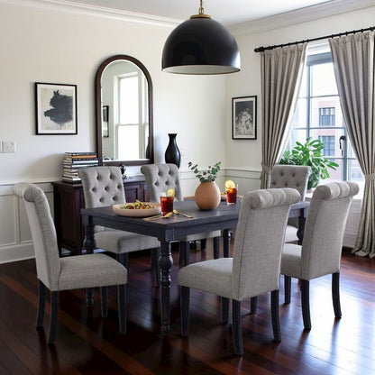 Gray Dining Table with Chairs Set for 6, Kitchen and Dining Room Set