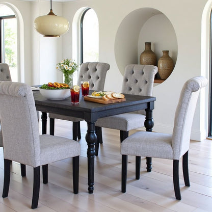Gray Dining Table with Chairs Set for 6, Kitchen and Dining Room Set