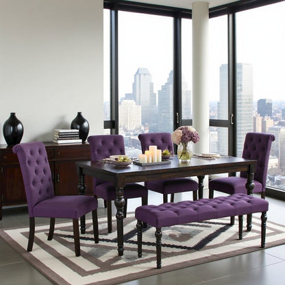 Purple Dining Table Set for 6 with Bench and Chairs, For Kitchen or Dining Areas