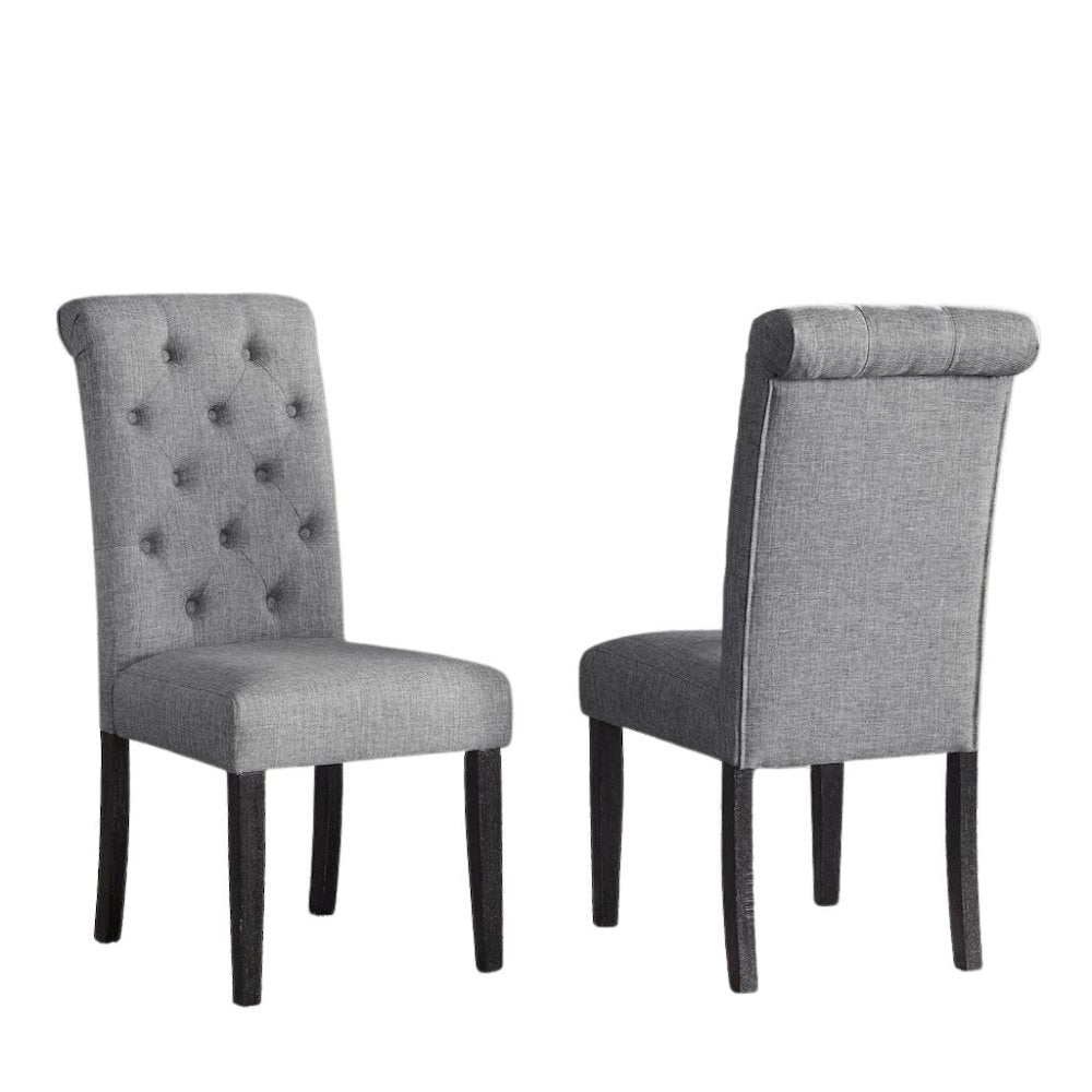 Gray Round Dining Table Set for 4 with Chairs, Ideal for Kitchen Spaces