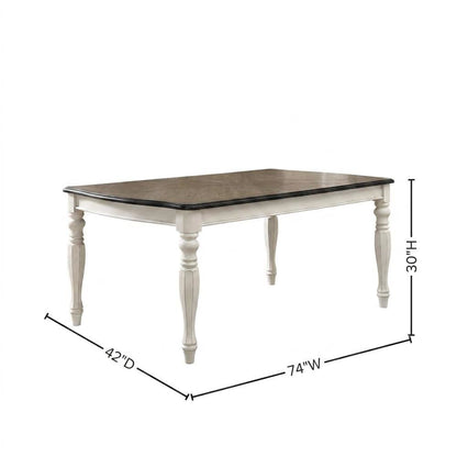 Wood Dining Table and Upholstered Chairs, White, 7 Piece Set