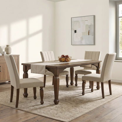Rowan 5-Piece Dining Set, 72-inch Dining Table with 4 Chairs, Walnut Finish