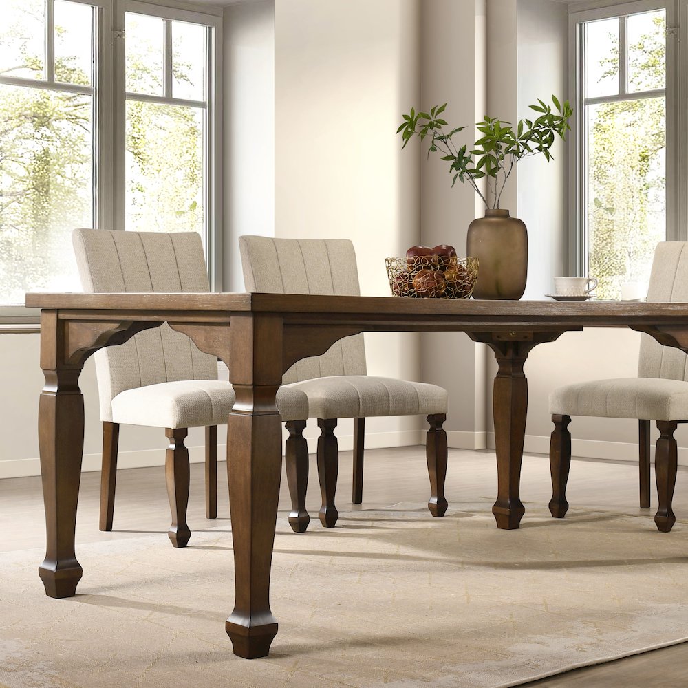 Rowan 5-Piece Dining Set, 72-inch Dining Table with 4 Chairs, Walnut Finish