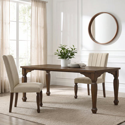 Rowan 7-Piece Dining Set, 72-inch Dining Table with 6 Chairs, Walnut Finish