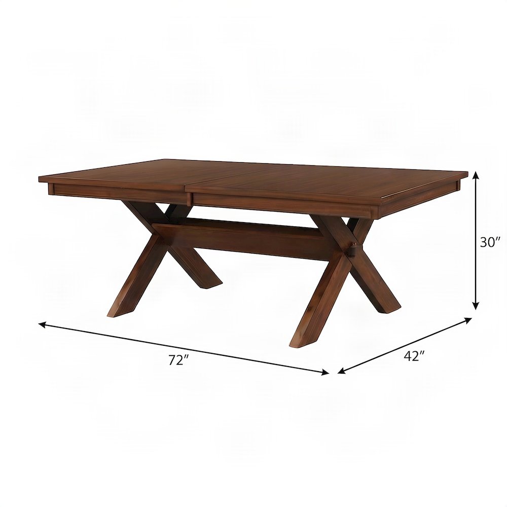 Wood Trestle Extendable Dining Table with Leaf, Expandable Dinner, Walnut