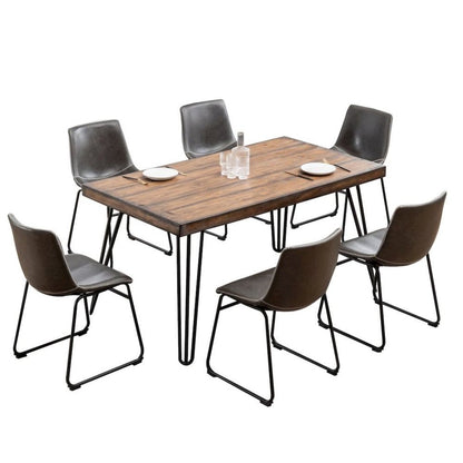 Antique Gray Dining Table Set with 6 Chairs, Kitchen and Dining Room Furniture
