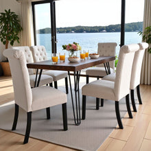Beige Dining Table and 6 Chairs, Mid Century Kitchen & Dining Room Set