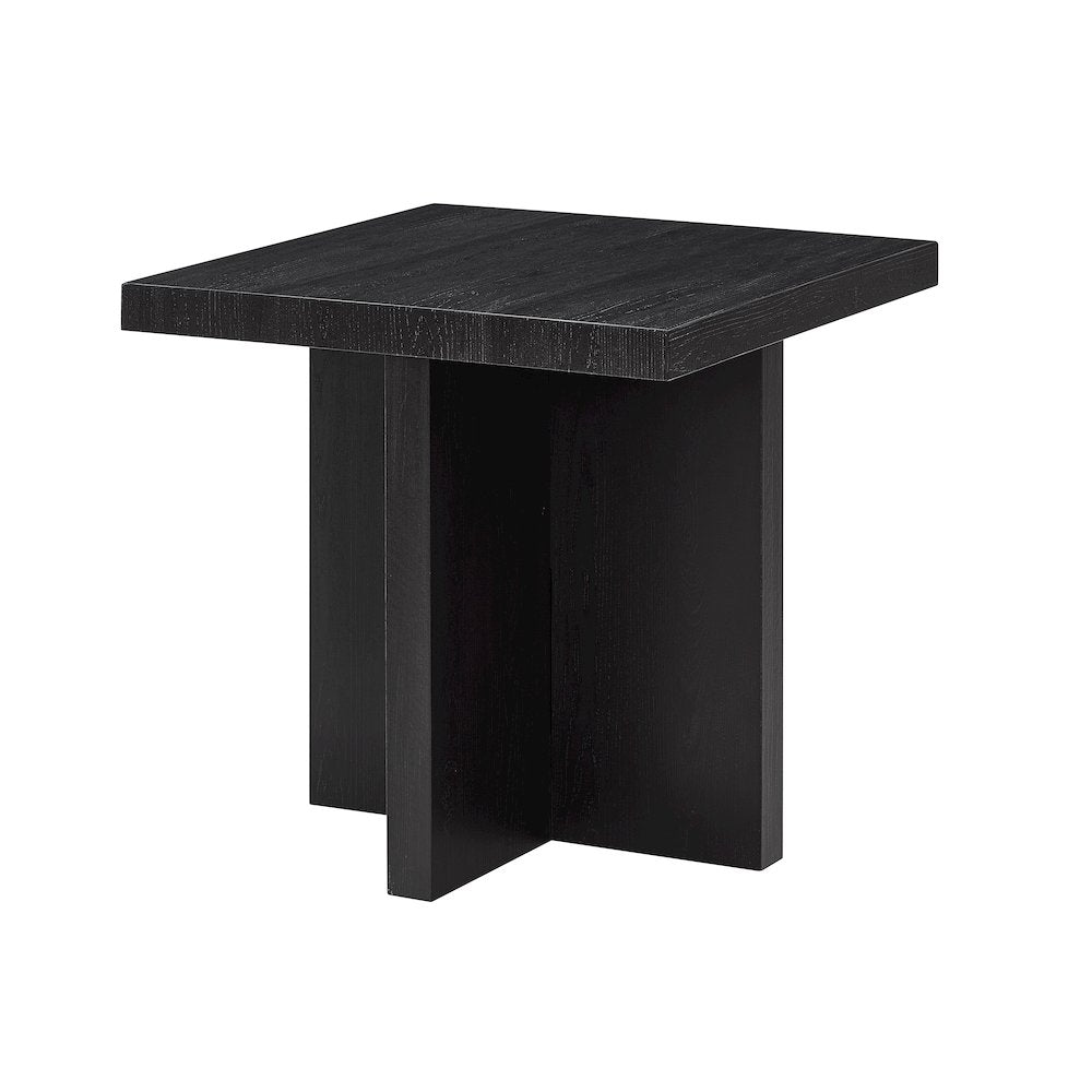 Mchome Square End Table, Nightstand, Black Finish