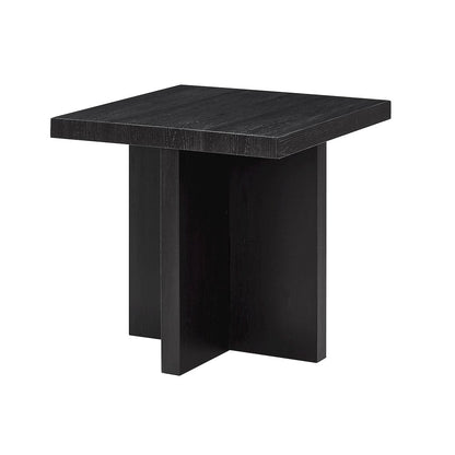 Mchome Square End Table, Nightstand, Black Finish