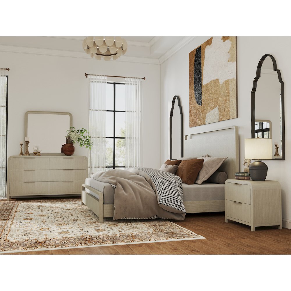 Tavari 4-PC Bedroom Set, King Panel Bed, Dresser, Mirror, Nightstand, Light Gray