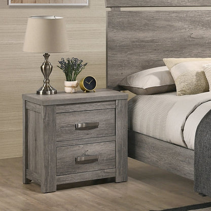 Weathered Gray Wood Bedroom Set, Queen Panel Bed, Dresser, Mirror, 2 Nightstands