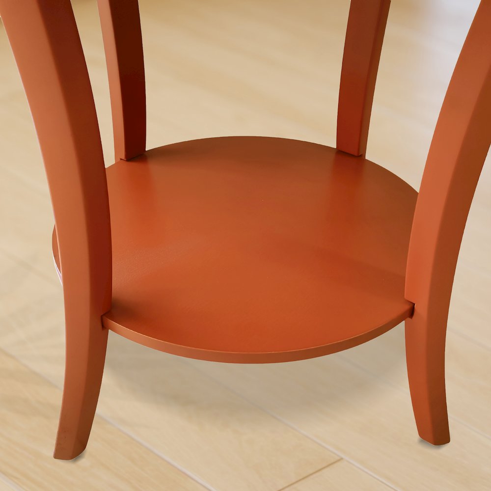 Perth Round End Table with Shelf, Orange