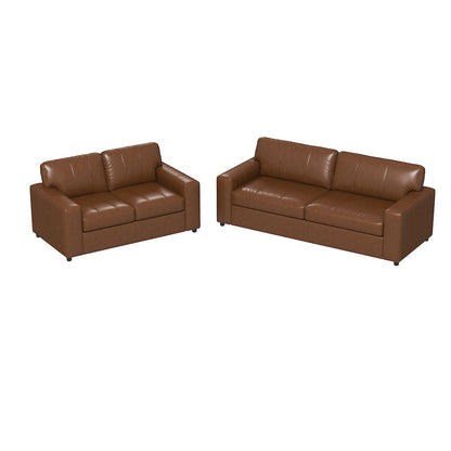 Sakan Leather 2-Pc Living Room Set, Sofa and Loveseat, Caramel