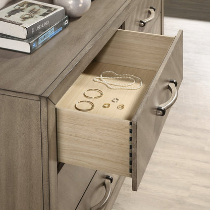 Arena Contemporary 6-Drawer Dresser with Mirror in Weathered Sand