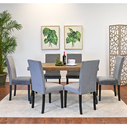 Ashzo 7-Pc Dining Set, Hairpin Dining Table with 6 Chairs, Gray