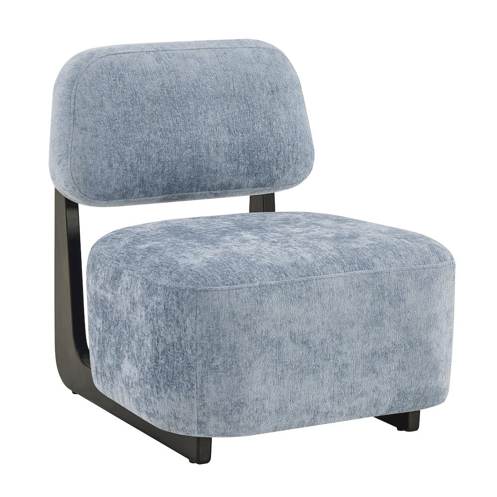 Solara Modern Accent Chair with Solid Wood Frame, Blue