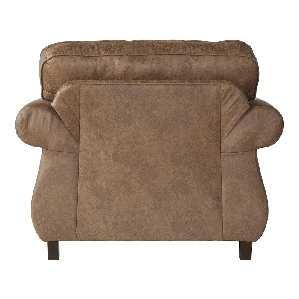 Leinster Faux Leather Arm Chair and Ottoman in Jetson Ginger
