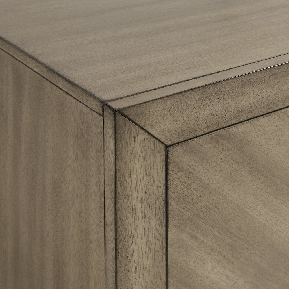 Wood Bedroom Set: Panel Bed, Dresser, Mirror, Nightstand,Chest in Weathered Sand