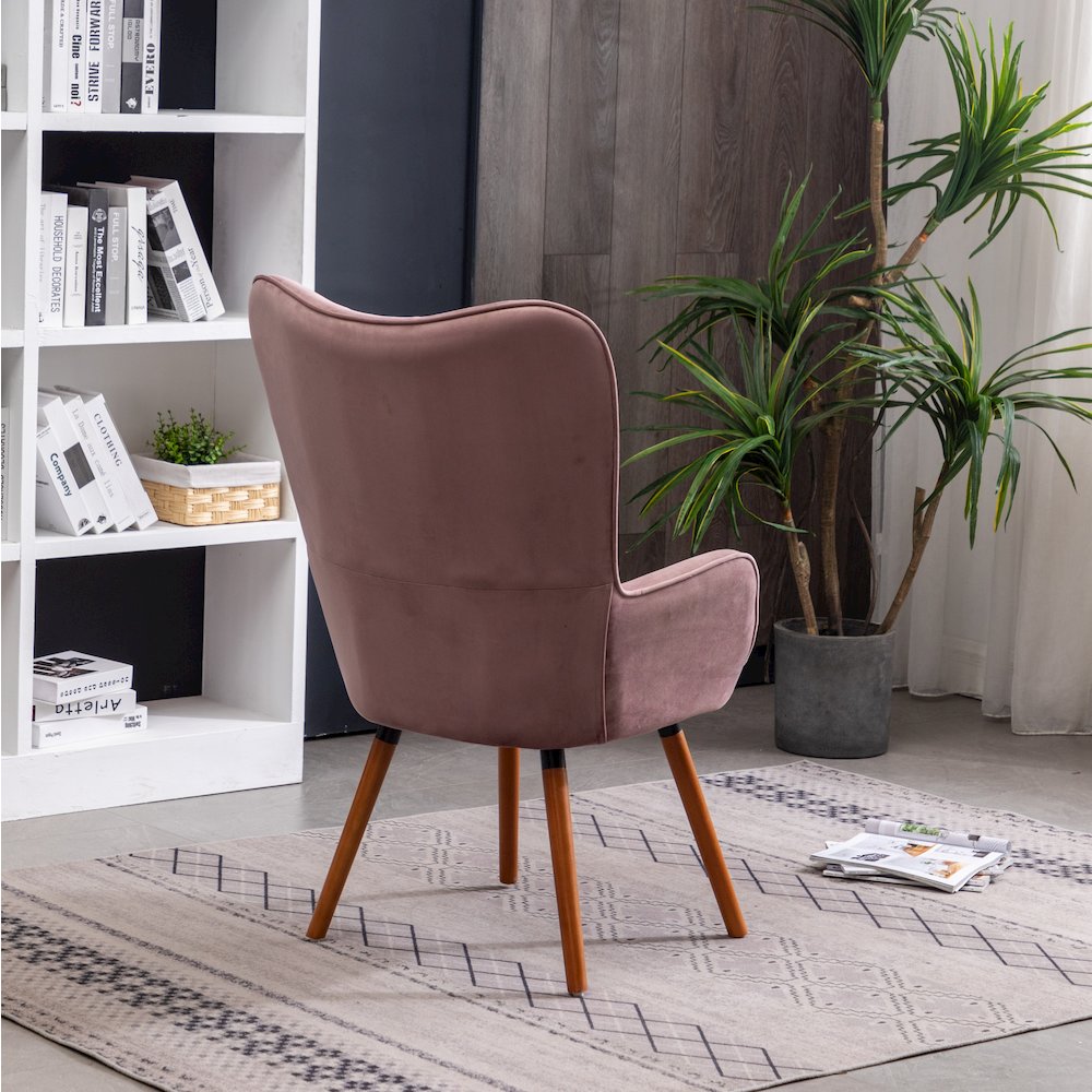 Doarnin Contemporary Silky Velvet Tufted Button Back Accent Chair, Mauve