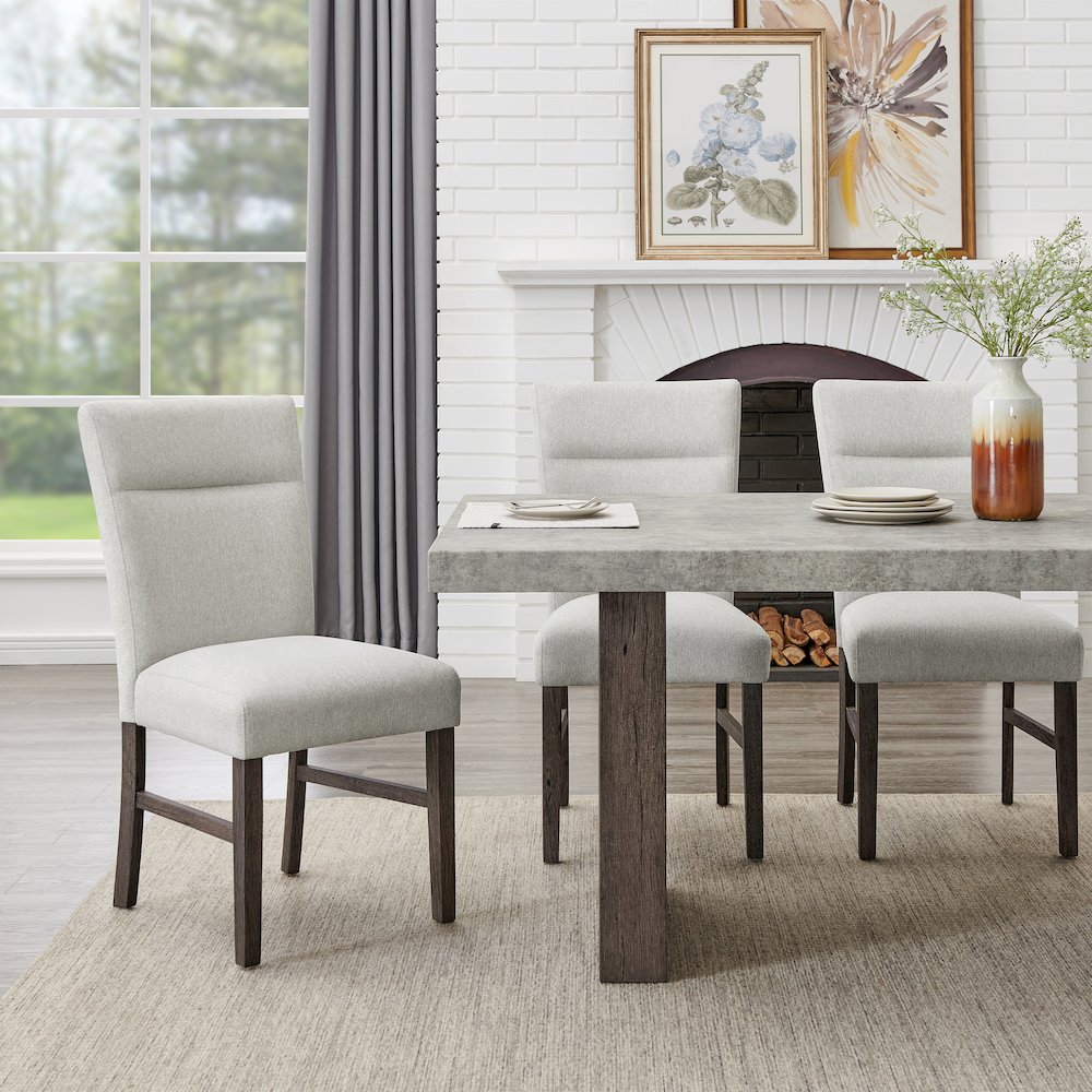 Sorlen Modern 5-Piece Dining Set, 3D Faux Concrete Table with 4 Chairs