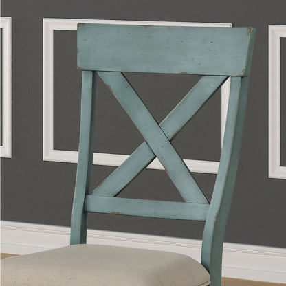 Prato Two-Tone Wood Cross Back Upholstered Dining Chairs, Set of 2