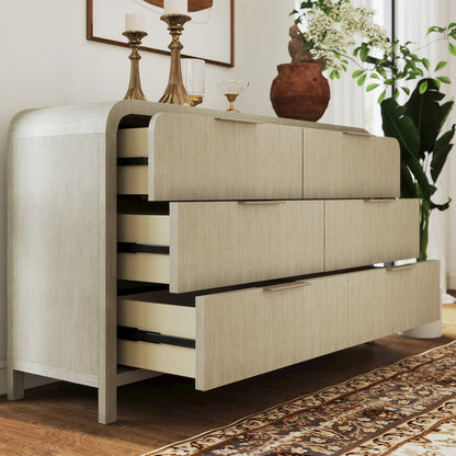 Tavari Contemporary 6-Drawer Wood Dresser, Light Gray