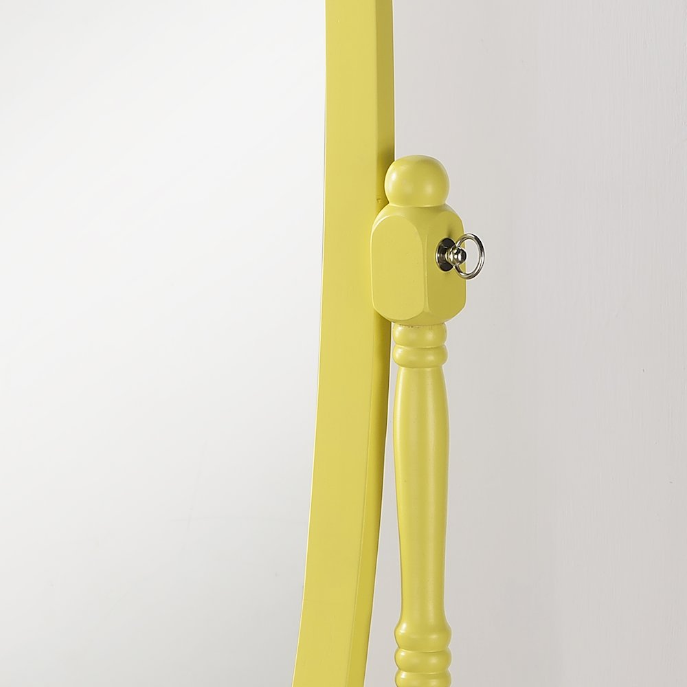 Traditional Queen Anna Style Wood Floor Cheval Mirror, Yellow Finish