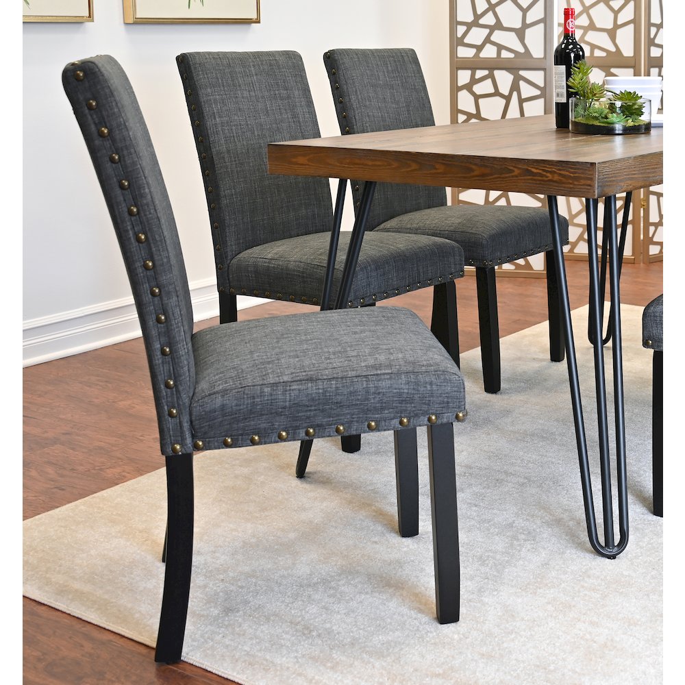 Amisos 7-Pc Dining Set, Hairpin Dining Table with 6 Chairs, Gray