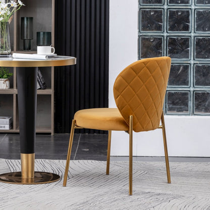 Amoa Contemporary Velvet Upholstery Dining Chair, Yellow, Set of 2