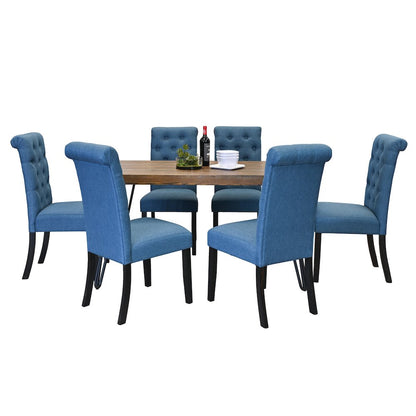 Ashford 7-Pc Dining Set, Hairpin Dining Table with 6 Chairs, Blue