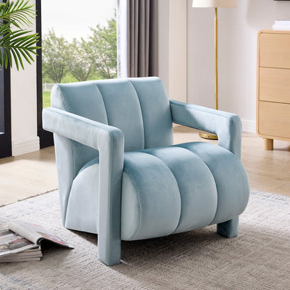 Velmor Contemporary Velvet Accent Armchair, Blue